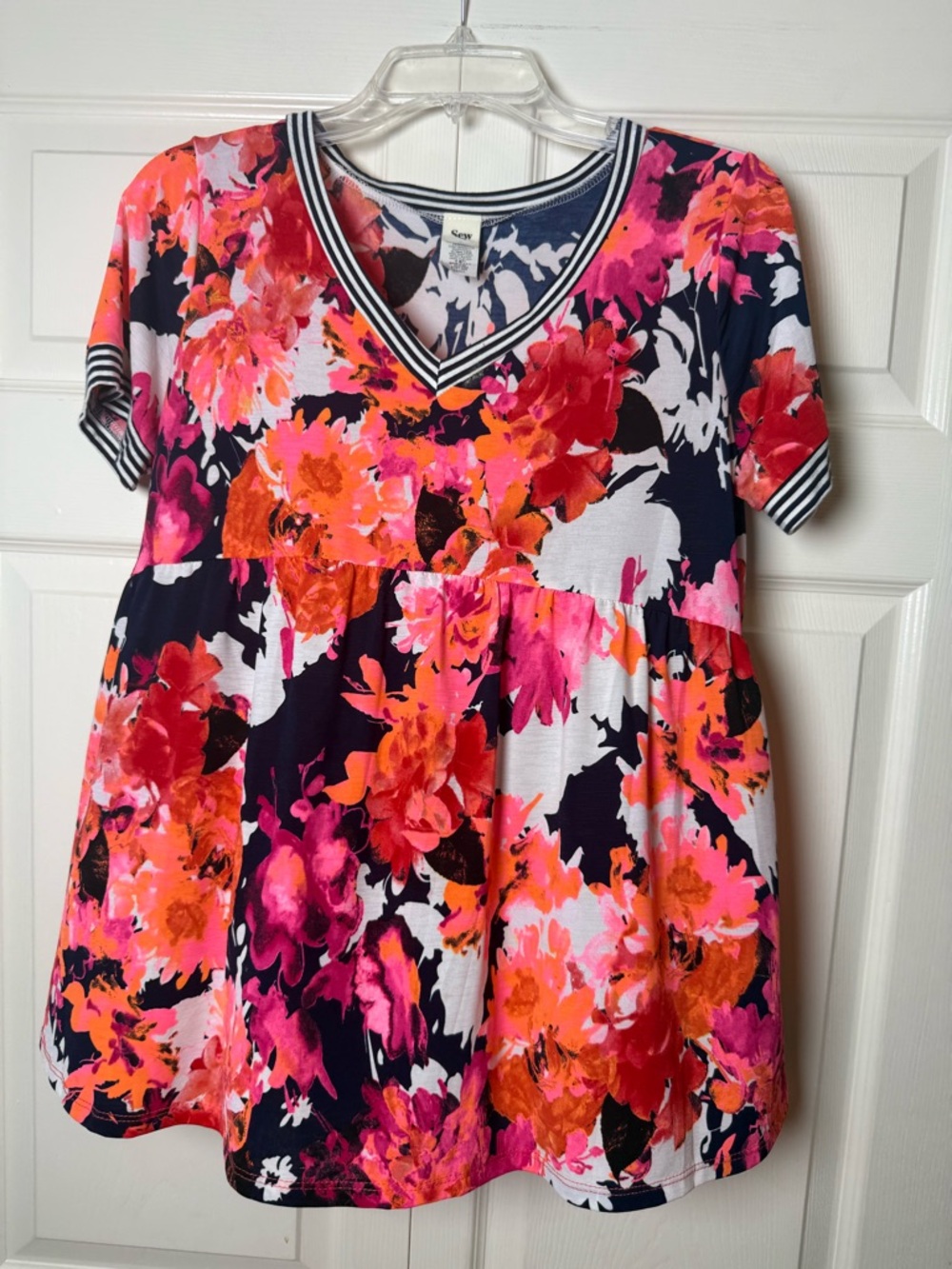 Sew in Love Floral Top Stripe Detail